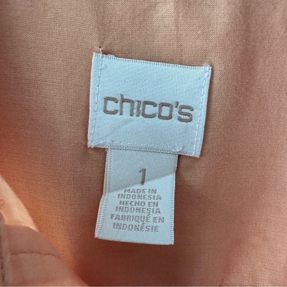 Chico's Soft Peach Cotton Blouse Size 8 - Picture 4 of 6